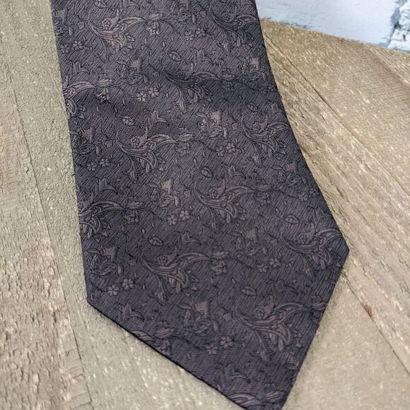 Lavin Paris men's necktie in Brown silk with flower motif - Picture 6 of 6